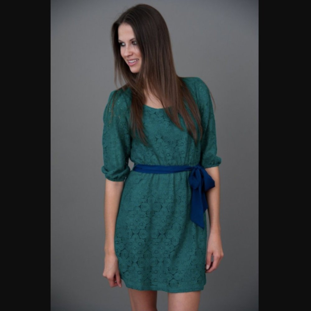 Everly Teal Lace Dress for ModCloth, Sz Small